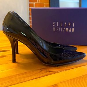 Stuart Weitzman black patent leather pumps